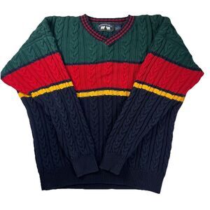 VTG Woods & Gray Cable Knit Sweater Mens Large 90’s Y2K Eclectic Grandpa